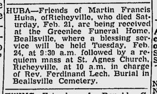 Martin Francis Huba obit